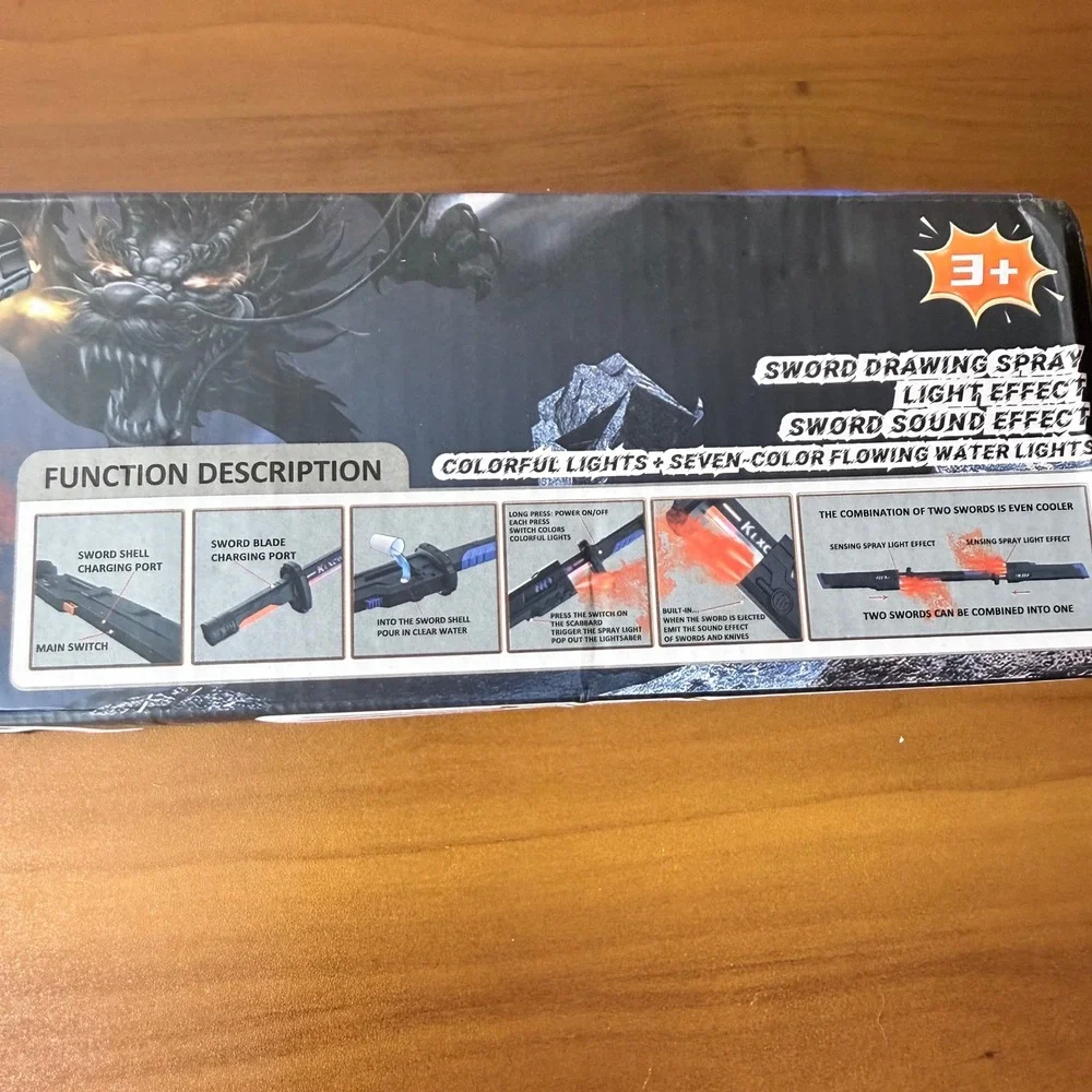 Kailixin Sword Spray Light Electronic Toy with Sound‎ Effects and Water Mist New